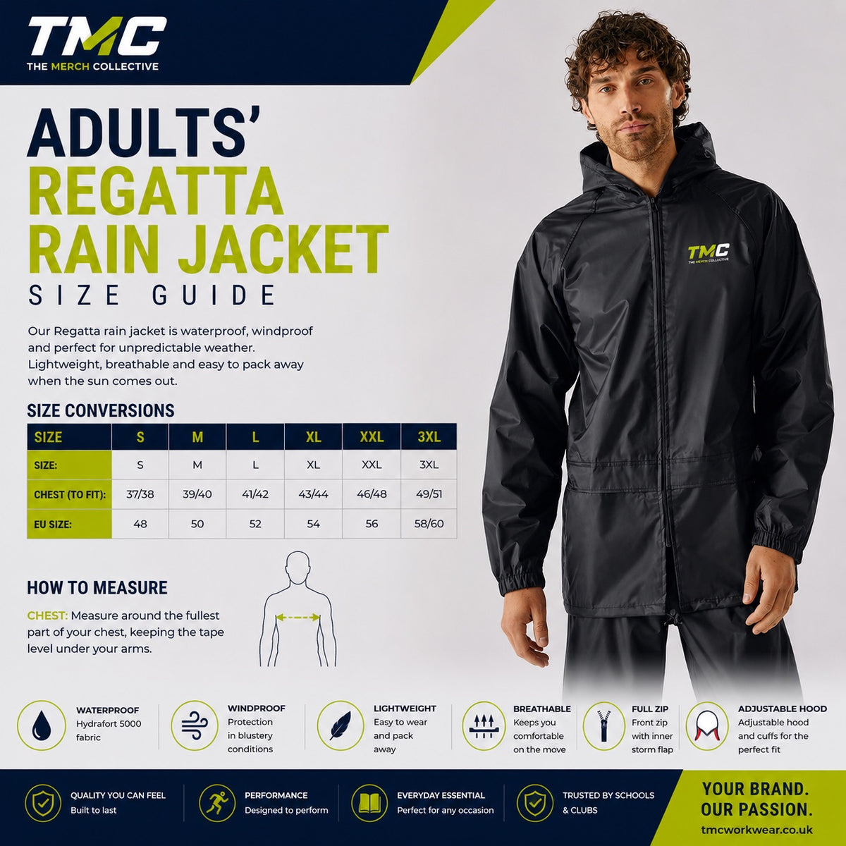 Adults Rain Jacket Size Guide
