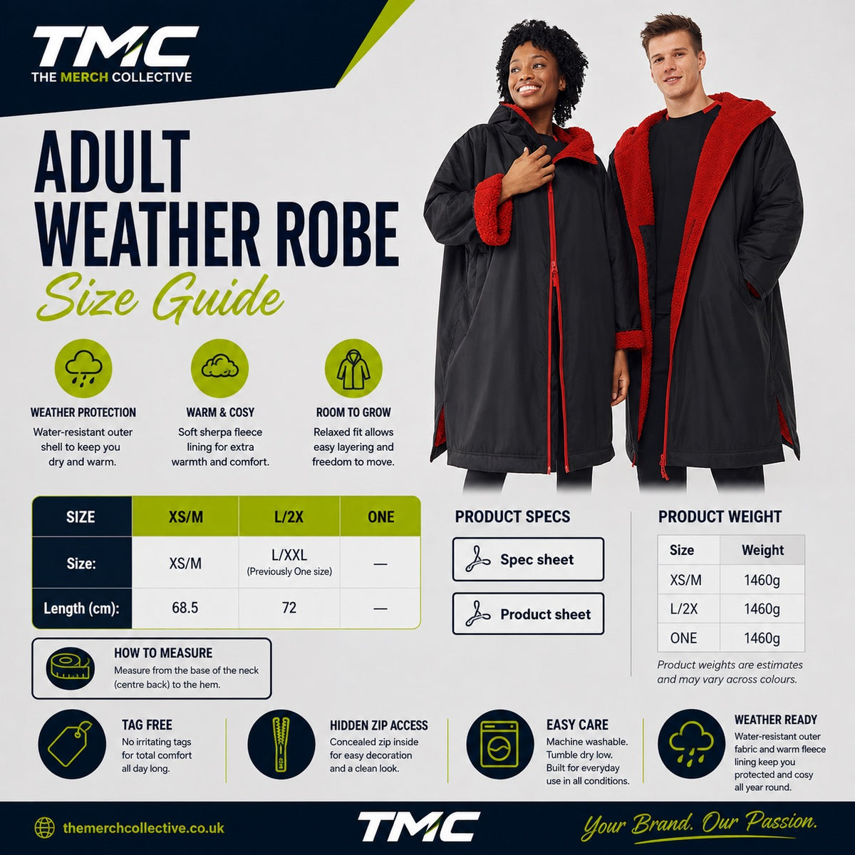 Adults Weather Robe Size Guide