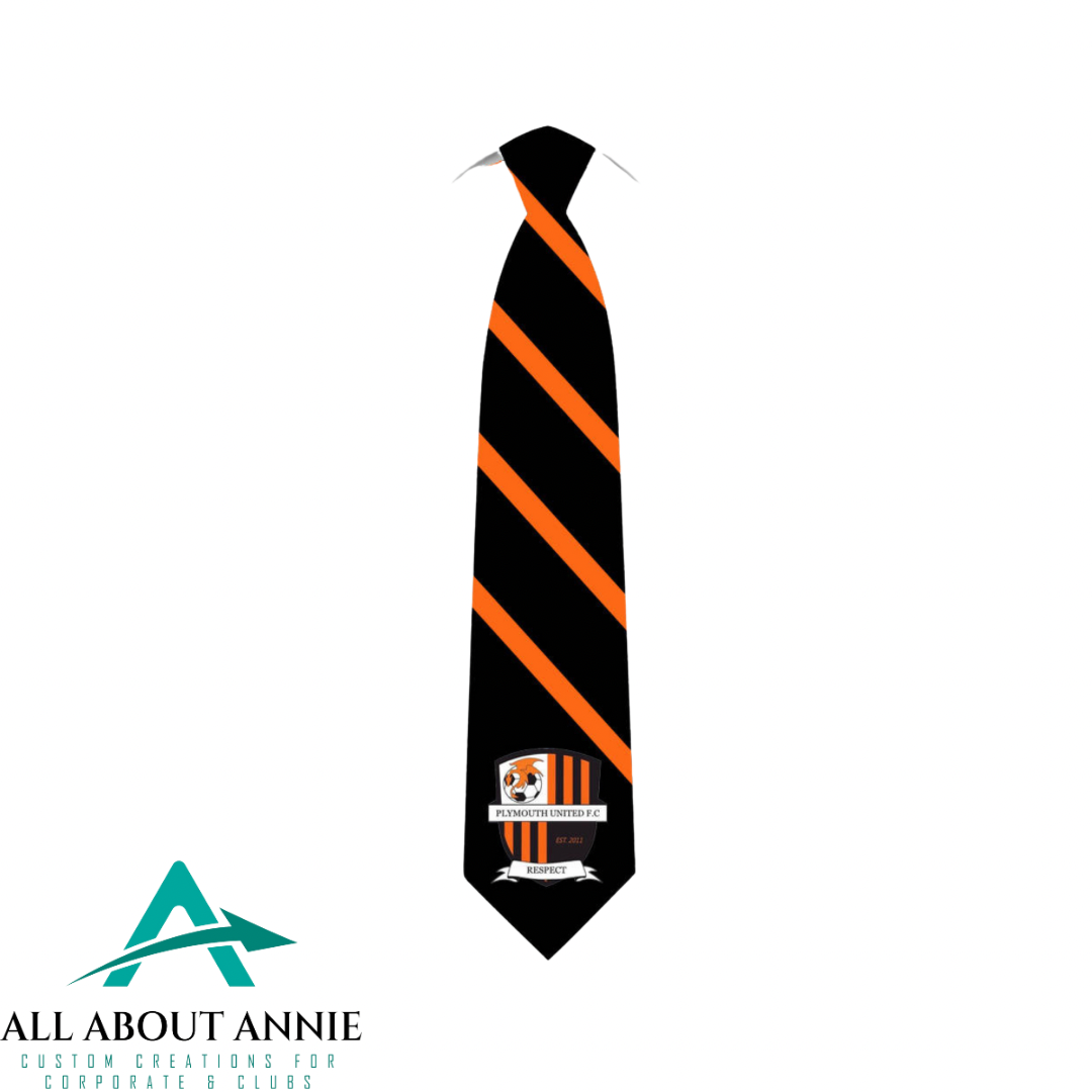 Branded Silk Ties - Black and Orange
