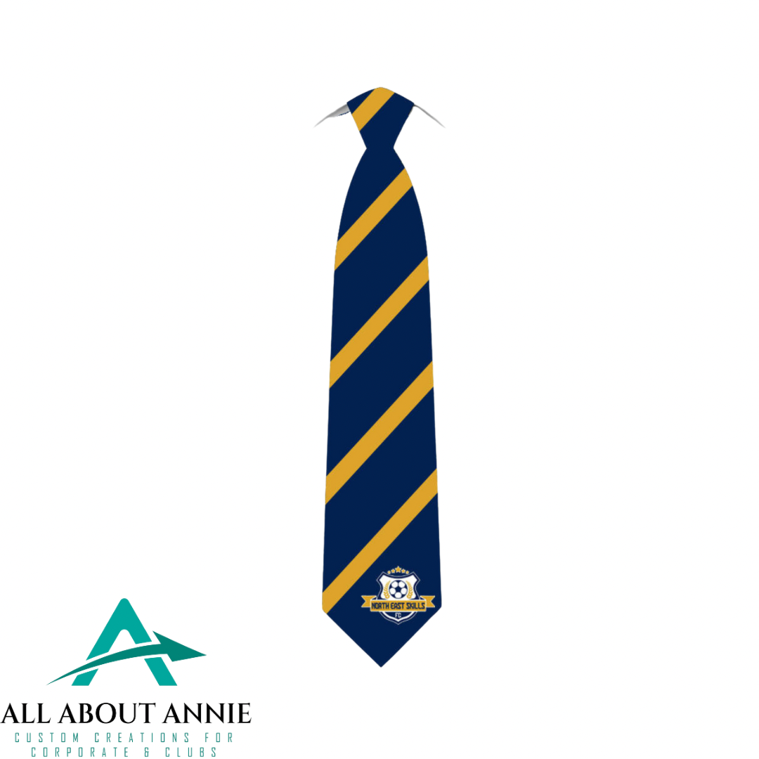 Branded Silk Ties - Yellow and Navy Blue