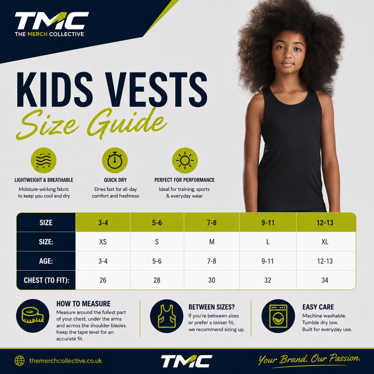 Kids Cool Vest Size Guide