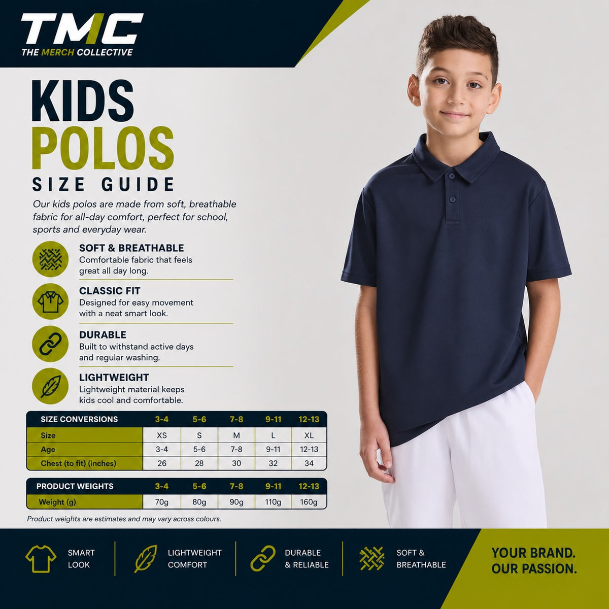 Kids Polo Top Size Guide