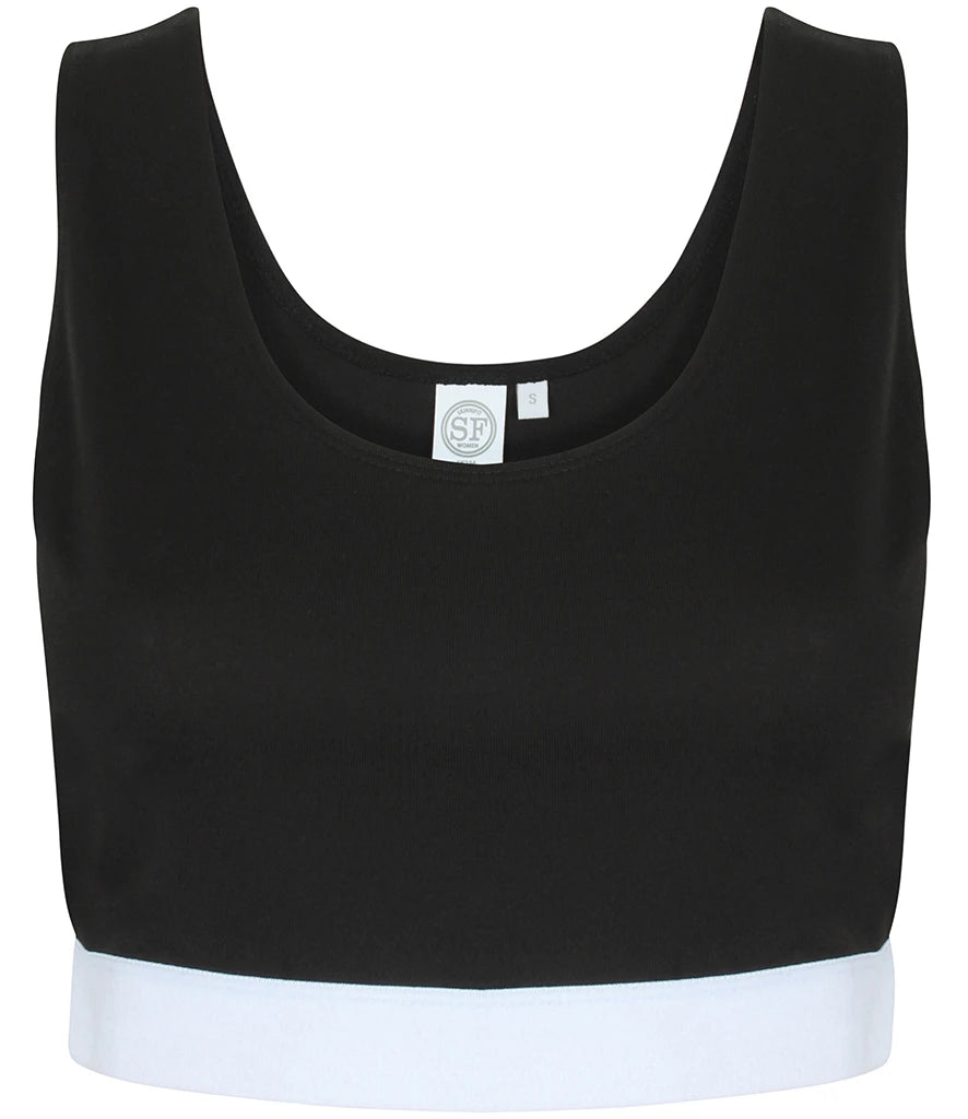 SF Clothing Ladies Fashion Crop Top - Black/White