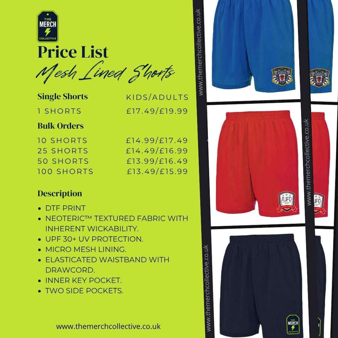 Kids Mesh Lined Shorts - The Merch Collective UK
