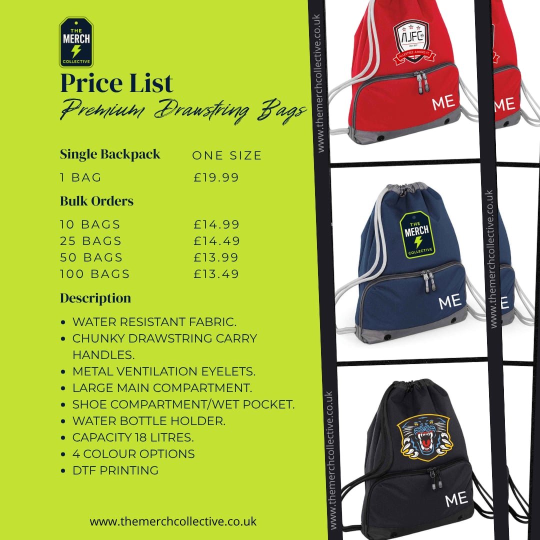 Premium Sports Drawstring Bag - The Merch Collective UK