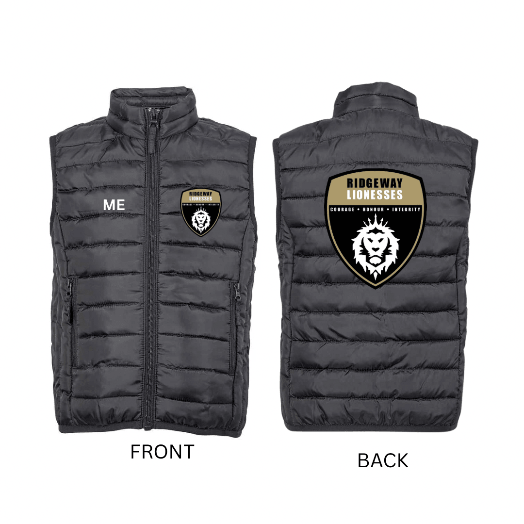 Ridgeway Lionesses Kids Padded Gilets - The Merch Collective UK