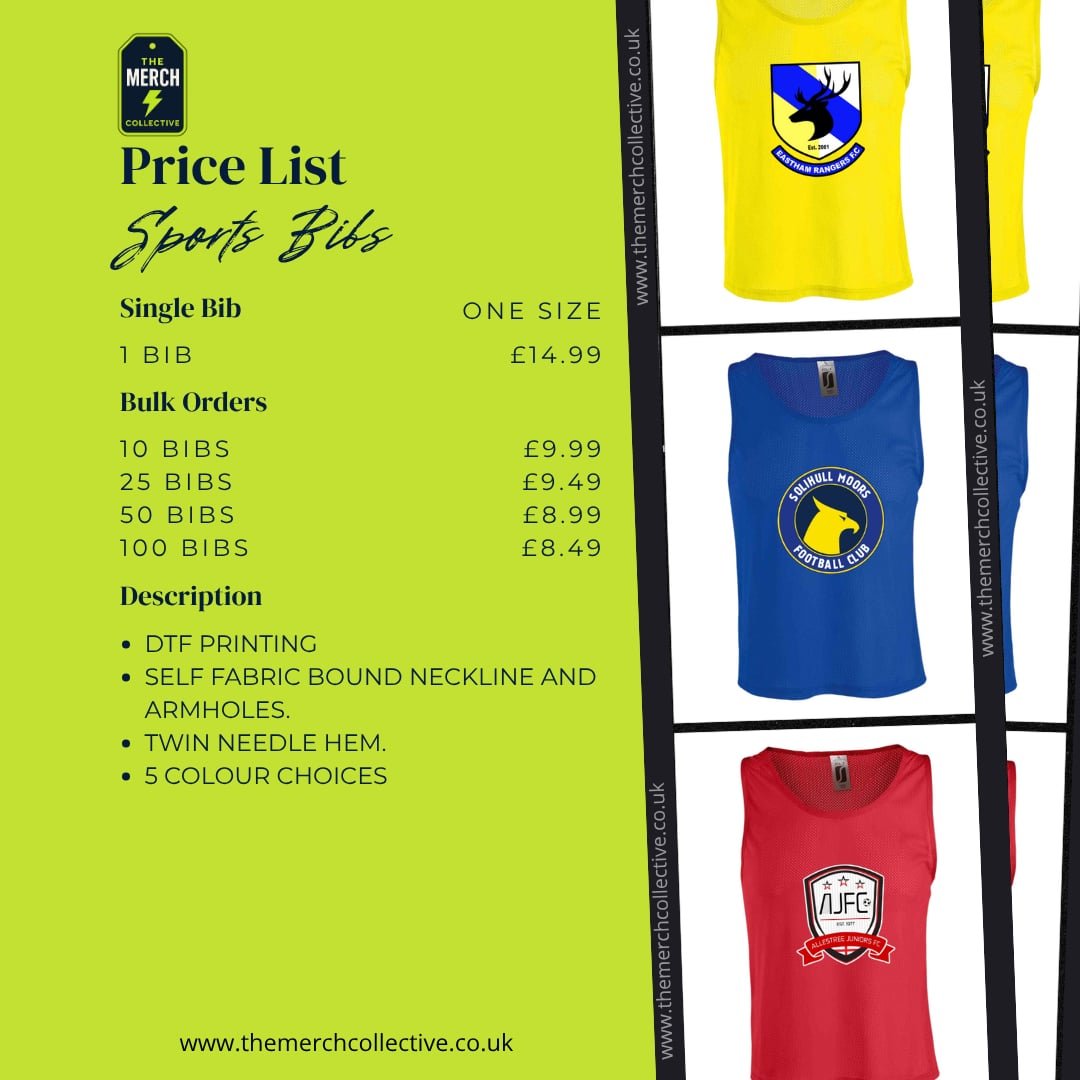 Sports Bibs - The Merch Collective UK