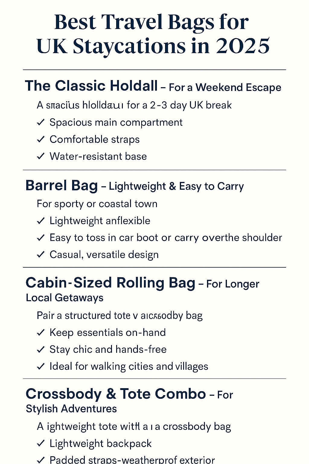 Best Travel Bags for UK Staycations in 2025 - All About Annie LTD
