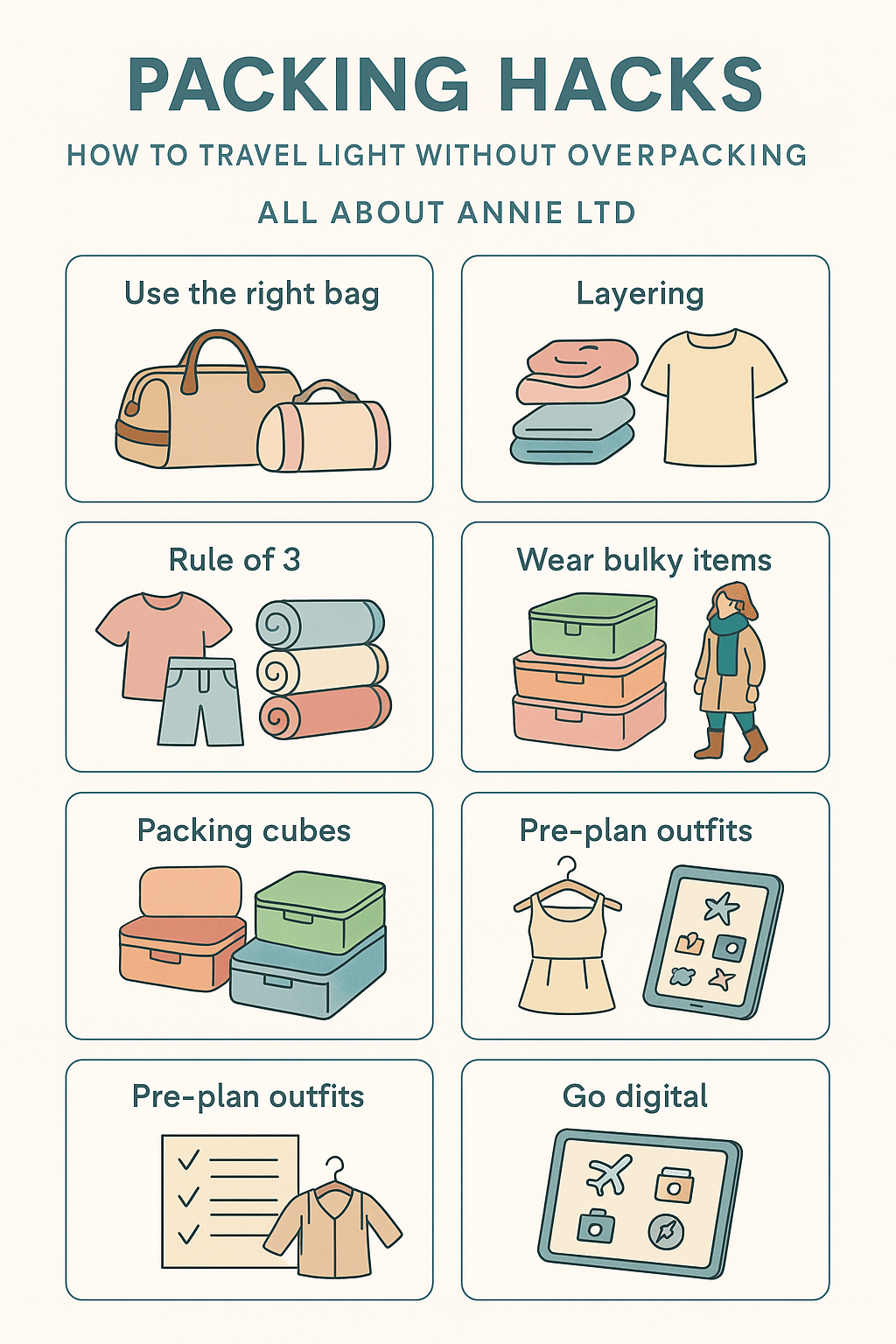 Packing Hacks: How to Travel Light Without Overpacking - All About Annie LTD