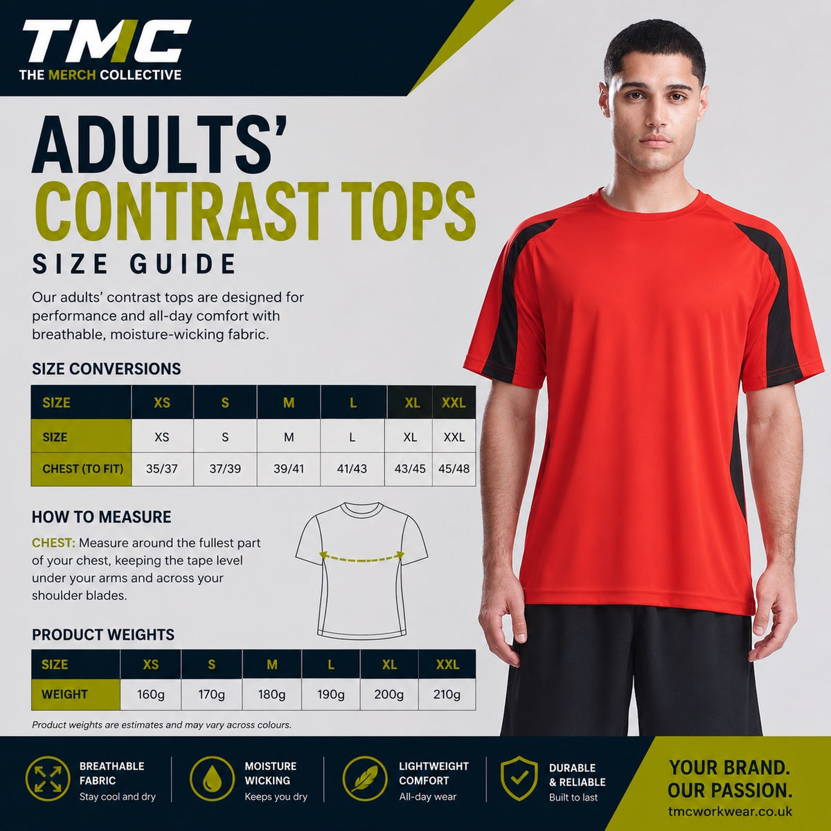 Adults Contrast Top Size Guide