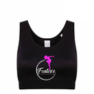 Kids crop top in black color with a logo printed on the front.