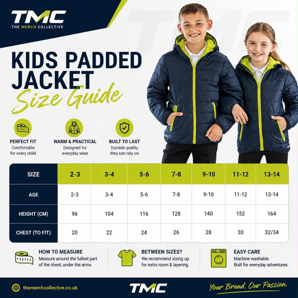 Kids Padded Jacket Size Guide