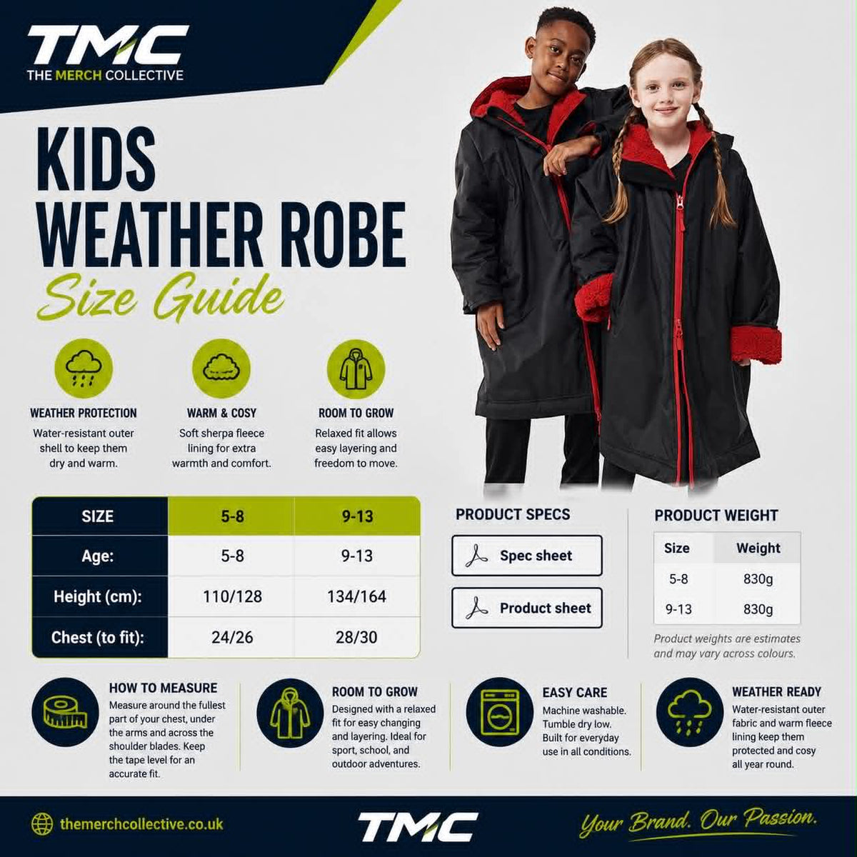 Kids Weather Robe Size Guide