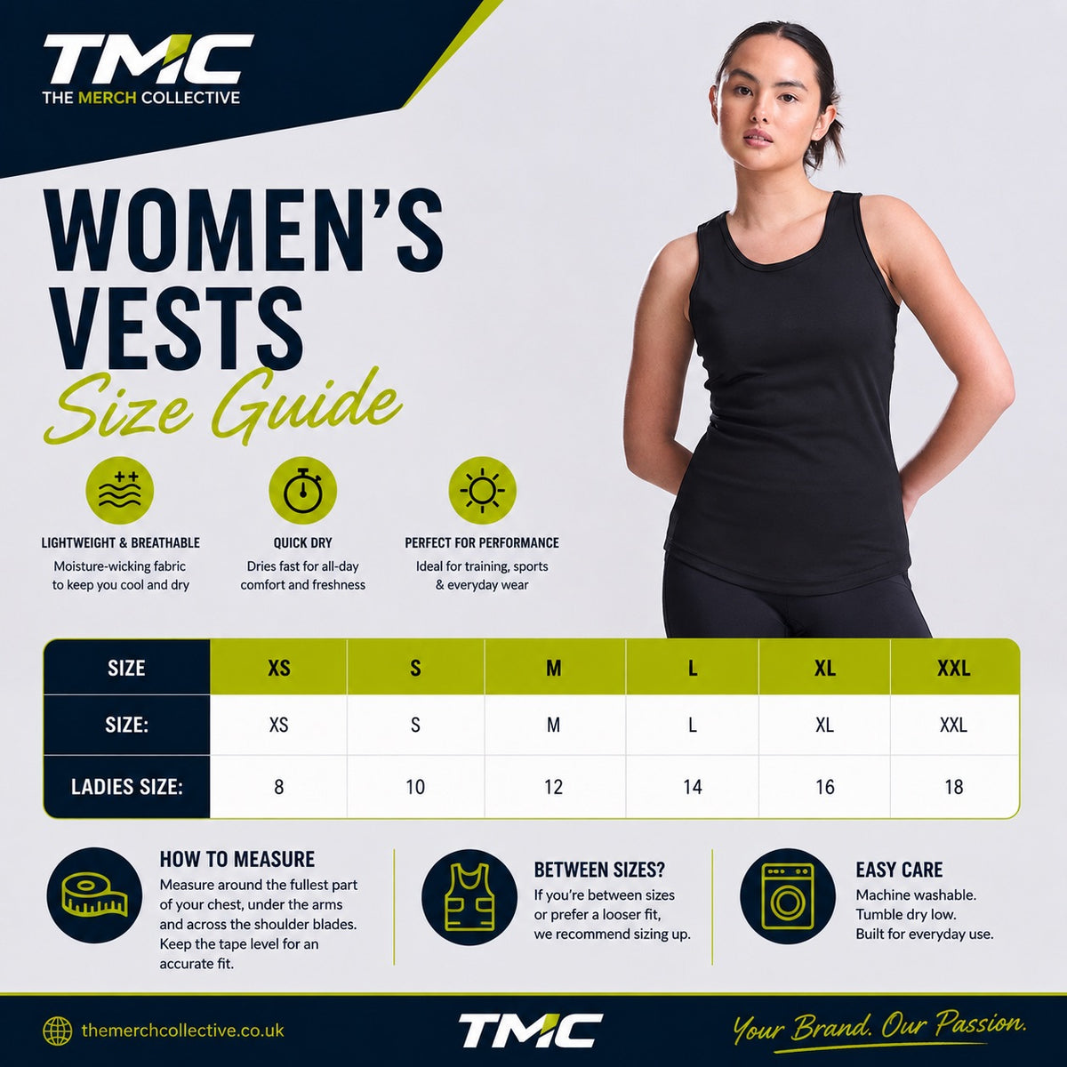 Ladies Cool Vest Size Guide