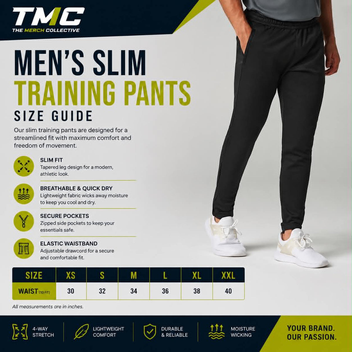 Men's Slim Training Pants Size Guide