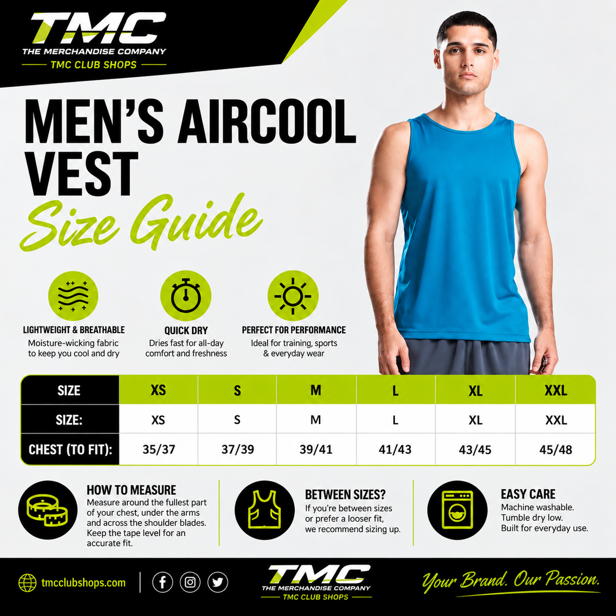Mens Cool Vest Size Guide