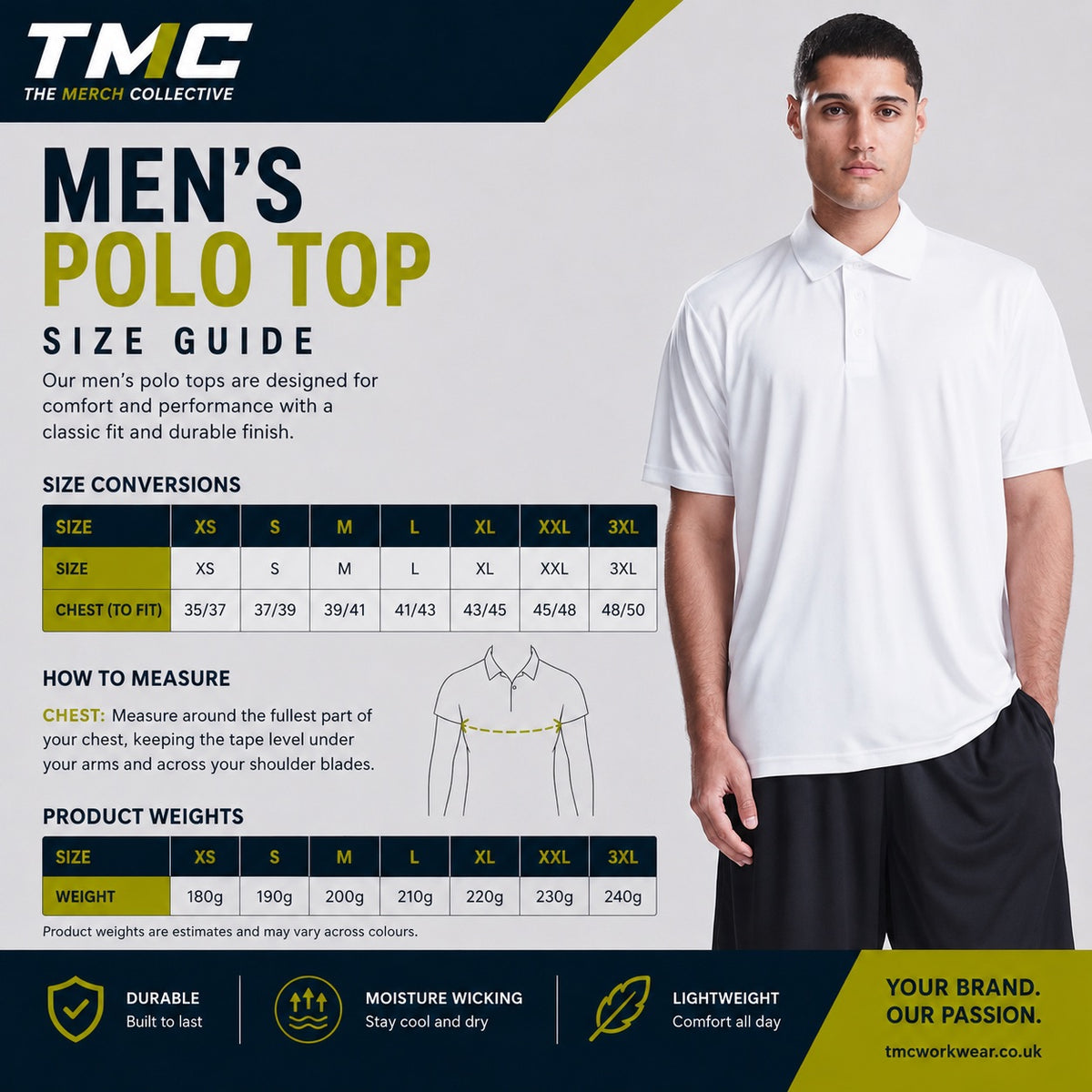 Mens Polo Top Size Guide