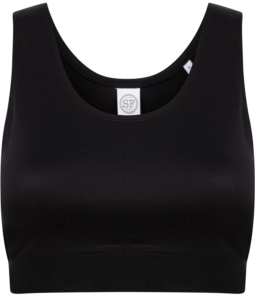 SF Clothing Ladies Fashion Crop Top - Black/Black